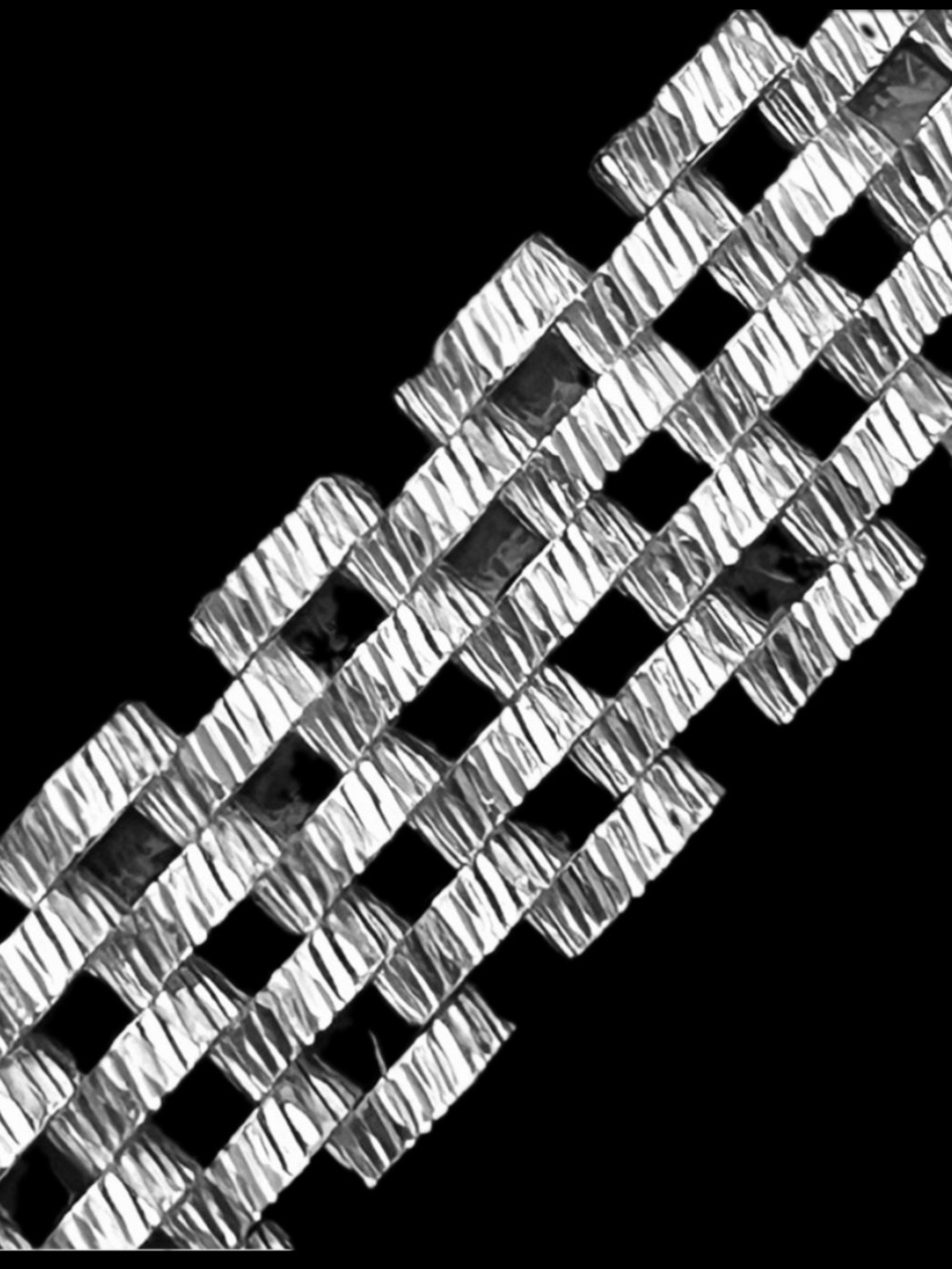 Diamond cut wide panther link sterling silver statement bracelet vintage QVC